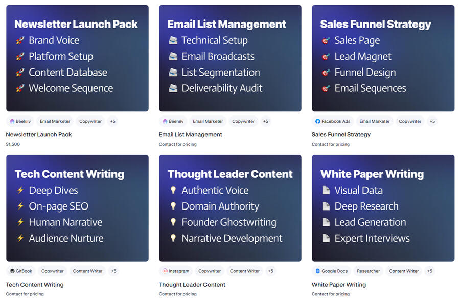 Services offered by Jason Glynn on Contra